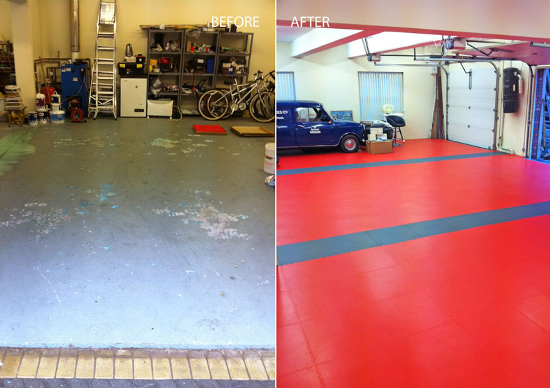Before and after car garage floor