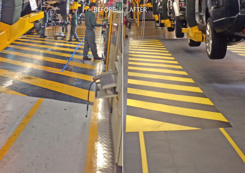 Before and after industrial flooring
