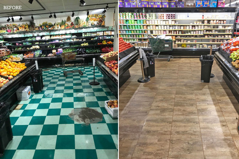 Before and after retail flooring