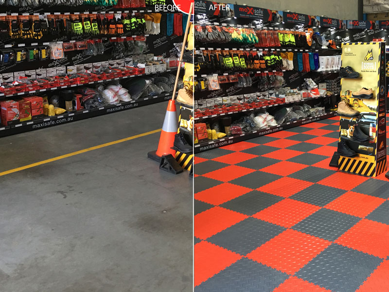 Before and After Commercial Chequered Flooring