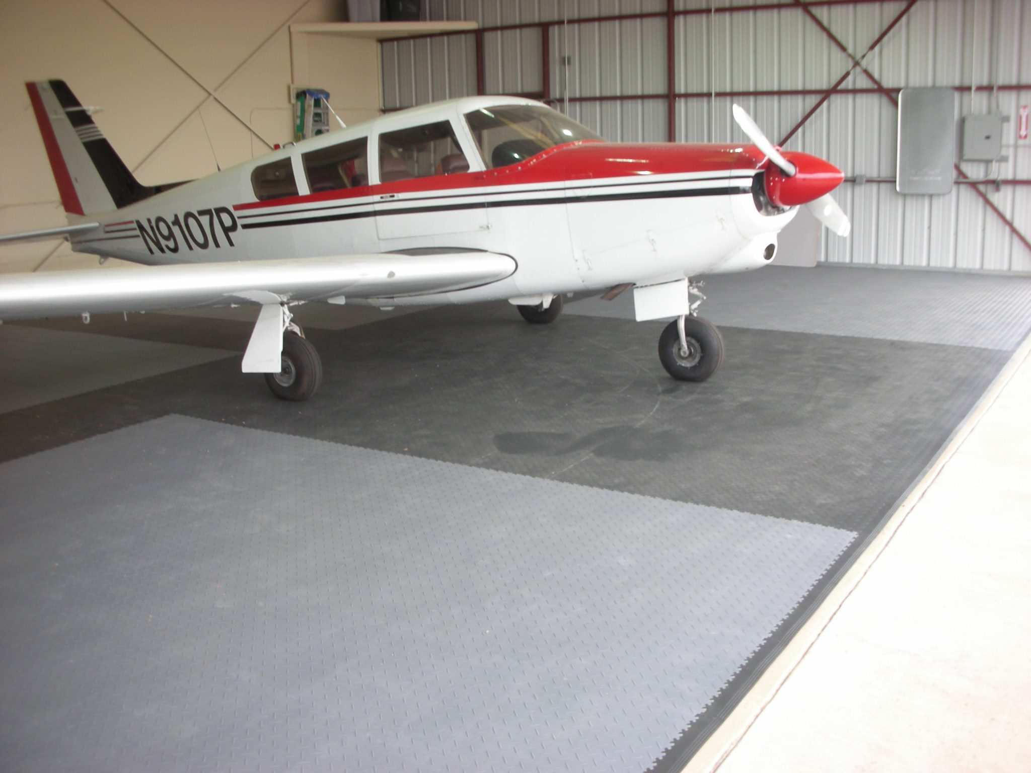 Airplane hangar floor