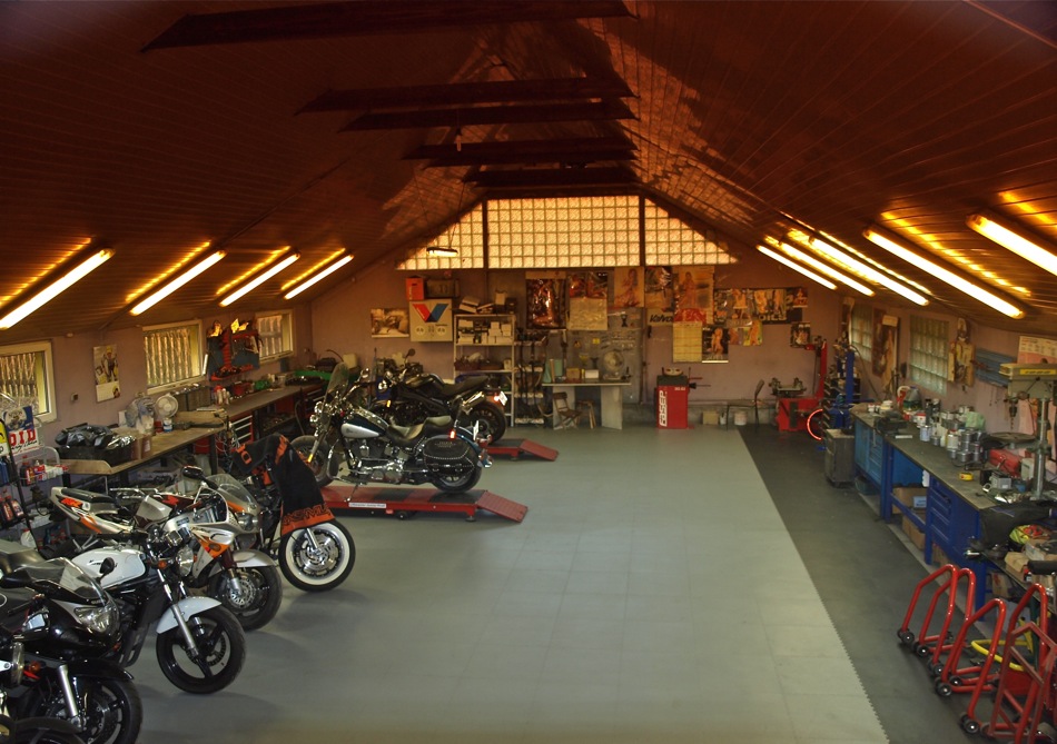 Motorcycle garage flooring