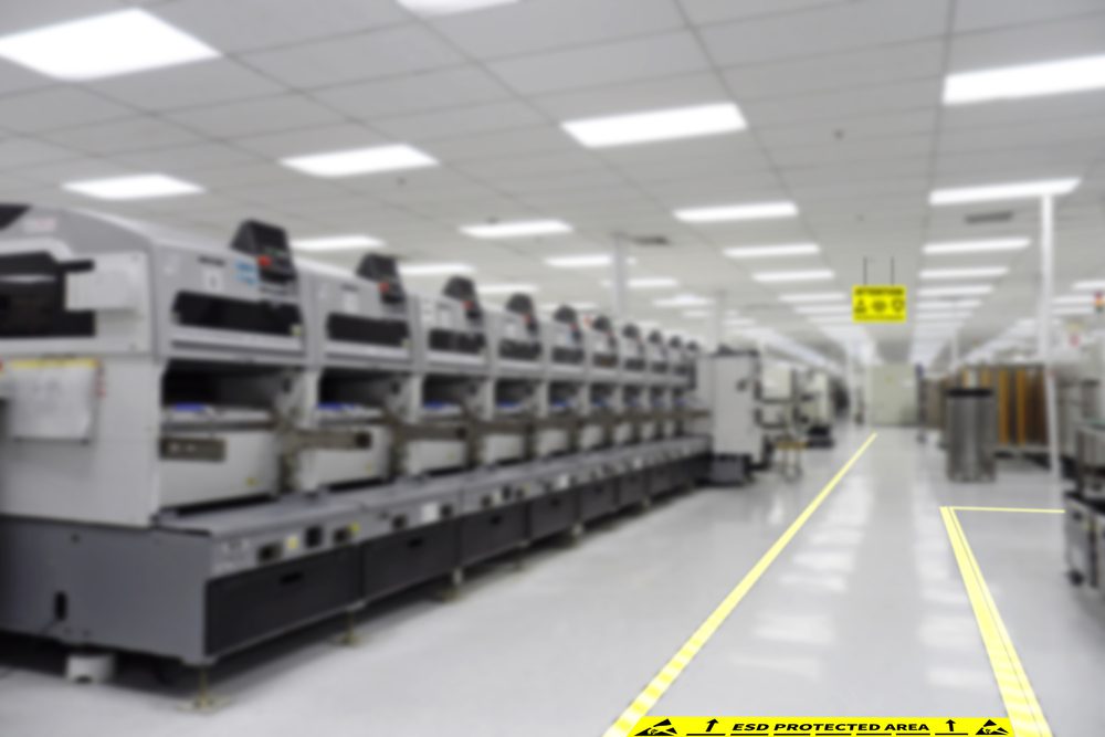 Floor of The Electronics Manufacturing Covered Industrial Linoleum